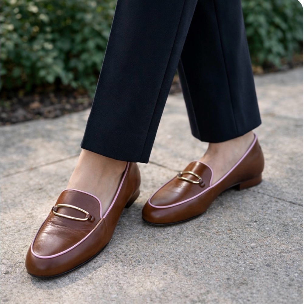 Talbots Leather Loafers with Pink Trim